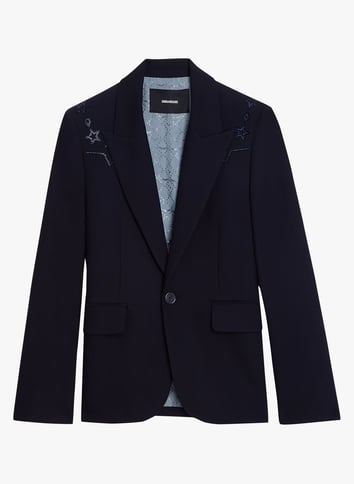 Veste tailleur droite à strass ZADIG&VOLTAIRE Bleu